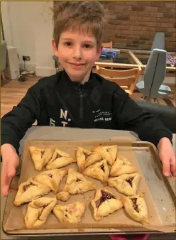  ??  ?? Hamantasch­en making was part of a digital Purim event for children at Hampstead Garden Suburb Synagogue Aleph Centre