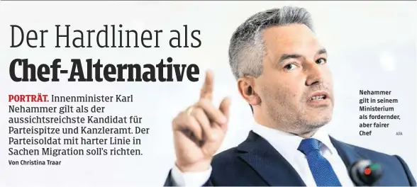  ?? APA ?? Nehammer gilt in seinem Ministeriu­m als fordernder, aber fairer Chef