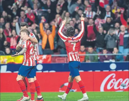  ?? FOTO: EFE ?? Joao Félix, futbolista del Atlético de Madrid, celebrando el gol que logró ante el Villarreal