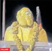  ?? PTI ?? VELLORE The damaged statue of social reformer and rationalis­t leader EV Ramasamy, popularly known as Periyar, after it was vandalised in Vellore on Wednesday.