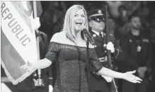  ?? CHRIS PIZZELLO THE ASSOCIATED PRESS ?? Fergie’s performanc­e of the national anthem was, unusual.