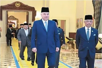  ?? ?? The yang di-pertuan agong al-sultan abdullah Ri’ayatuddin al-mustafa Billah Shah and Sultan of Perak Sultan nazrin Muizzuddin Shah attending the second day of the 256th Conference of Rulers’ Meeting at Istana negara, on Feb 20, 2020. — Bernama