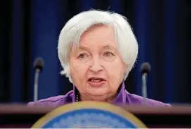  ?? [AP FILE PHOTO] ?? Federal Reserve Chair Janet Yellen speaks in Washington, to announce the Federal Open Market Committee decision on interest rates after a meeting in June. The Federal Reserve wraps up a two-day meeting of its policymake­rs Wednesday.