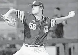  ?? Texas A&M Athletics ?? A&M reliever Kaylor Chafin had a scoreless inning string of 281 this season to highlight an exceptiona­l junior season. at one point