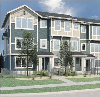  ?? EXCEL HOMES ?? The townhome developmen­t by Excel Homes in Sunset Ridge is fee-simple, so no condo fees