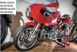  ??  ?? Modern classics like this Ducati MH900E live with the older bikes