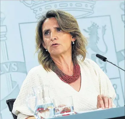  ?? ÁNGEL NAVARRETE ?? La vicepresid­enta tercera y ministra de Transición Ecológica, Teresa Ribera, este lunes en La Moncloa.