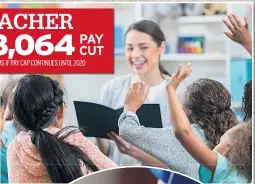  ??  ?? TEACHER £3,064 PAY CUT IN REAL TERMS IF PAY CAP CONTINUES UNTIL 2020