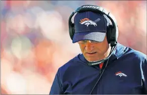  ?? [JACK DEMPSEY/THE ASSOCIATED PRESS] ?? Broncos head coach Vic Fangi is hoping his team can avoid the first 0-5 start in franchise history.