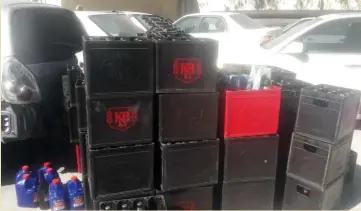  ??  ?? PILING HIGH: Crates of impounded alcohol