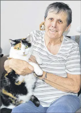  ?? SHARON MONTGOMERY-DUPE/SALTWIRE NETWORK ?? Judy James of Sydney cuddles her beloved cat Jenny in her home on Alexandra Street in Sydney. James said her company usually consists of homecare and VON, and she spends Christmas alone.