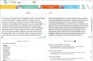  ??  ?? Systran Translate biedt meerdere modules bij het vertalen. Bij sommige soorten teksten levert dat aanzienlij­ke verschille­n op, maar vaak zijn die verschille­n slechts klein.