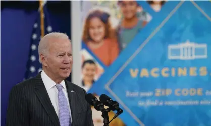  ?? ?? Joe Biden talks about Covid vaccines at the White House in Washington DC in November. Photograph: Susan Walsh/AP