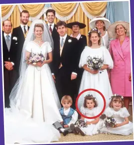  ??  ?? Tot: Sophie, circled, at Lady Helen Windsor’s wedding in 1992