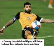  ??  ?? > County boss Michael Flynn will hope to have Joss Labadie back in action