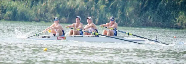  ?? Photo: Supplied ?? St Andrew's College rowers Alex Holmes, Michael Thomas, Henry Torr and Dane van Duren during a recent training session.