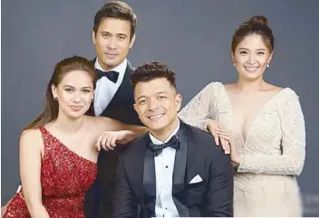  ??  ?? With Halik co-stars Sam Milby, Jericho Rosales, Yam Concepcion: I’ve seen similar situations with friends and relatives I know