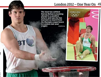  ??  ?? The dust has settled: Kieran Behan is looking ahead to a positive future and says he has learned so much from his Olympics experience in London last year (right)