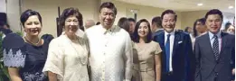  ??  ?? (From left) Corrie Purisima, Mila Drilon and husband Senate President Franklin Drilon, Marides Almendras, Megaworld’s Andrew Tan and Kevin Tan.