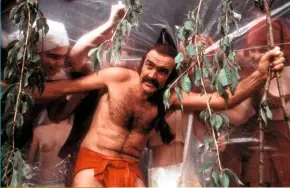  ??  ?? Right:
Rocking a red nappy in Zardoz.
Below:
Connery and director John Huston on the set of
The Man Who Would Be King.