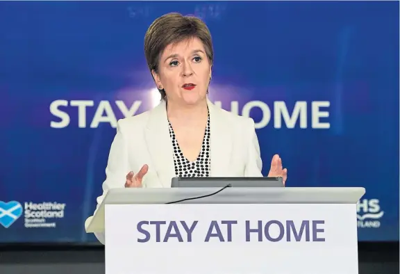  ?? Picture: Flickr. ?? First Minister Nicola Sturgeon addresses the Covid-19 press conference at St Andrew’s House, Edinburgh.