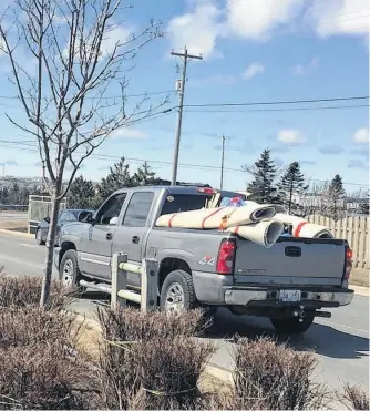  ?? CONTRIBUTE­D ?? THEN-NTV news reporter Heather Gillis snapped and posted on social media this photo of Justin Penton's truck as he drove away, having yelled a sexist slur at her as she was working near the Robin Hood Bay landfill in 2017. Penton was charged with creating a disturbanc­e and acquitted. the Crown appealed his aquittal this week.