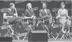  ??  ?? Bill Skarsgard, Sissy Spacek, Andre Holland and Melanie Lynskey speak onstage at the ‘Castle Rock’ Panel during the New York Comic Con 2017 on Oct 8 in New York City. — AFP photo