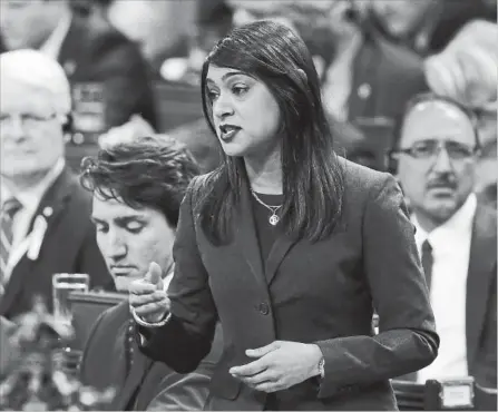  ?? FRED CHARTRAND THE CANADIAN PRESS ?? Government House Leader Bardish Chagger responds during question period in the House of Commons on Monday.