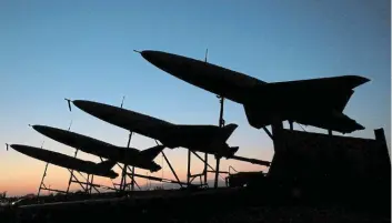  ?? Picture: IRANIAN ARMY/ REUTERS/ WANA NEWS AGENCY ?? LETHAL LINEUP: A view of drones during a military exercise in an undisclose­d location in Iran in this image from August.