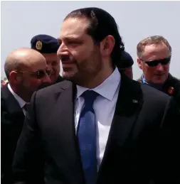  ?? Reuters ?? Lebanese prime minister Saad Hariri with his commander of the armed forces, Gen Joseph Aoun, left, who visited the US in April