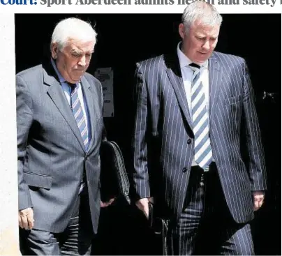  ??  ?? ‘DEEP REGRET’: Fred Dalgarno, chairman, left, and Alistair Robertson, CEO of Sport Aberdeen
BY REBECCA BUCHAN