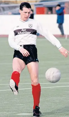  ??  ?? HISTORIC: John Sludden scored for Ayr United in Perth.