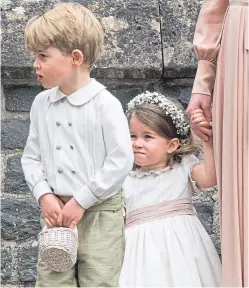  ??  ?? Prince George and Princess Charlotte will play starring roles in their Uncle Harry’s wedding.