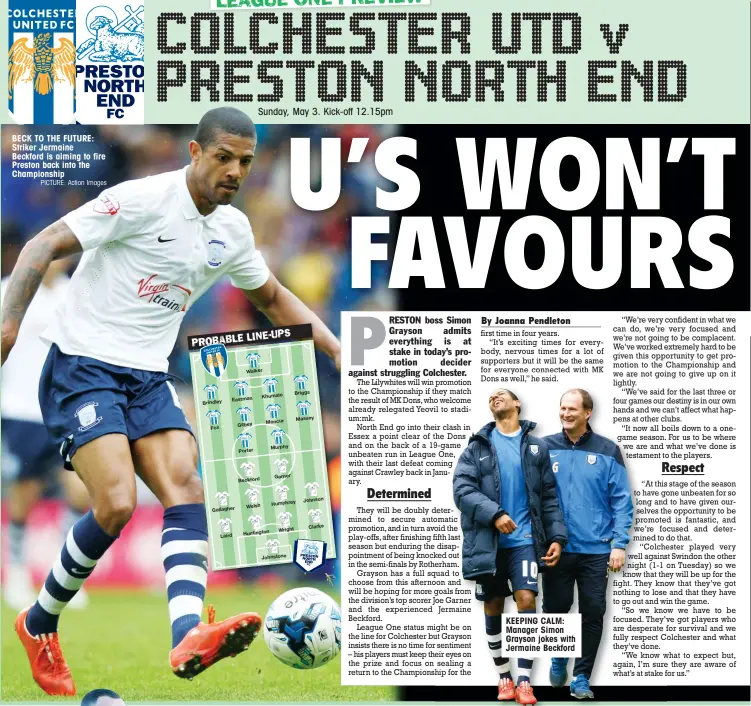  ?? PICTURE: Action Images ?? BECK TO THE FUTURE: Striker Jermaine Beckford is aiming to fire Preston back into the Championsh­ip