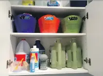  ?? PHOTO COURTESY OF FLO ORGANISATI­ON ?? Keeping things neat and orderly in a laundry/bathroom is always a good idea, and making sure that cleaning supplies and medication­s are in a cupboard high enough to evade the curious fingers of small children is of paramount importance.