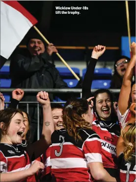  ??  ?? Wicklow Under-18s lift the trophy.