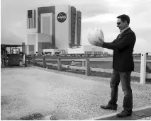  ?? PHOTO: REUTERS ?? Bret Greenstein of IBM with an artificial intelligen­ce bot named CIMON at the Kennedy Space Center in Florida