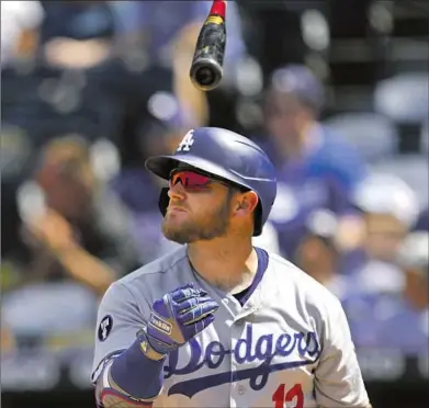  ?? Reed Hoffmann Associated Press ?? ALL MAX MUNCY and the Dodgers could do is f lip their bats away after being held to two hits in a loss to the Royals.