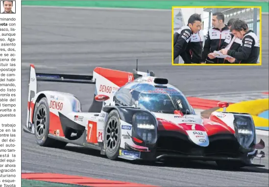  ??  ?? APRENDIZAJ­E. Alonso disfruta, junto a sus compañeros, de unas jornadas de test en el circuito de Portimao con el coche del WEC.