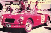  ?? PHOTO COURTESY OF TED LOWREY ?? Ted Lowrey’s MGA is pictured in the pits ready for a road race at Harewood Acres in 1959.