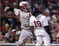  ?? CHARLES KRUPA — THE ASSOCIATED PRESS ?? The Red Sox’s Jackie Bradley Jr. reacts after striking out during the ninth inning against the Indians on Aug. 14 in Boston.