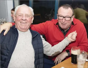  ??  ?? Ian McMahon and Frank O’Kelly at the Christmas party in St Helens Bay Golf Club on Saturday evening.