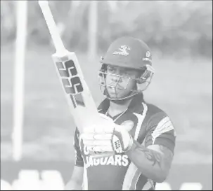  ??  ?? Left-hander Shimron Hetmyer celebrates his half-century against Barbados Pride.