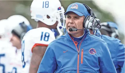  ?? TROY BABBITT, USA TODAY SPORTS ?? Chris Petersen, shown in 2012 with Boise State, has a reputation for trickery and for pulling off upsets.