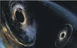  ?? Aurore Simonnet LIGO ?? AN ARTIST’S conception shows two merging black holes similar to the ones recently detected by the Laser Interferom­eter Gravitatio­nal-Wave Observator­y.