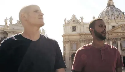  ?? — PHOTOS: WARNER BROS. ?? In an unusual casting decision, director Clint Eastwood has the main characters in The 15:17 to Paris play themselves: Spencer Stone, left, is Spencer and Anthony Sadler is Anthony.