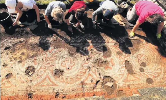  ?? Pictures: National Trust ?? Mosaic at the Roman villa, Chedworth, from the fifth century