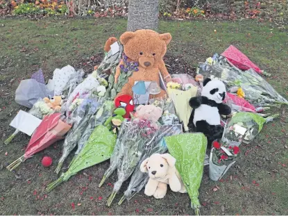  ?? Pictures: PA. ?? Floral tributes have been left at the scene of the tragedy in Coupar Angus.