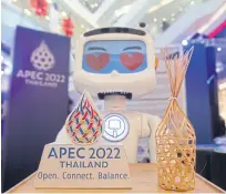  ?? NUTTHAWAT WICHEANBUT ?? ABOVE The Apec 2022 logo is inspired by a ‘chalom’, a traditiona­l bamboo basket. With bamboo strands laced tightly together, it reflects cooperatio­n between Apec member states.