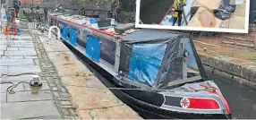  ?? ?? Nearly all the water has been pumped out of the boat and it sits in the lock as the equipment is starting to be tided up for return to the RCR vans.